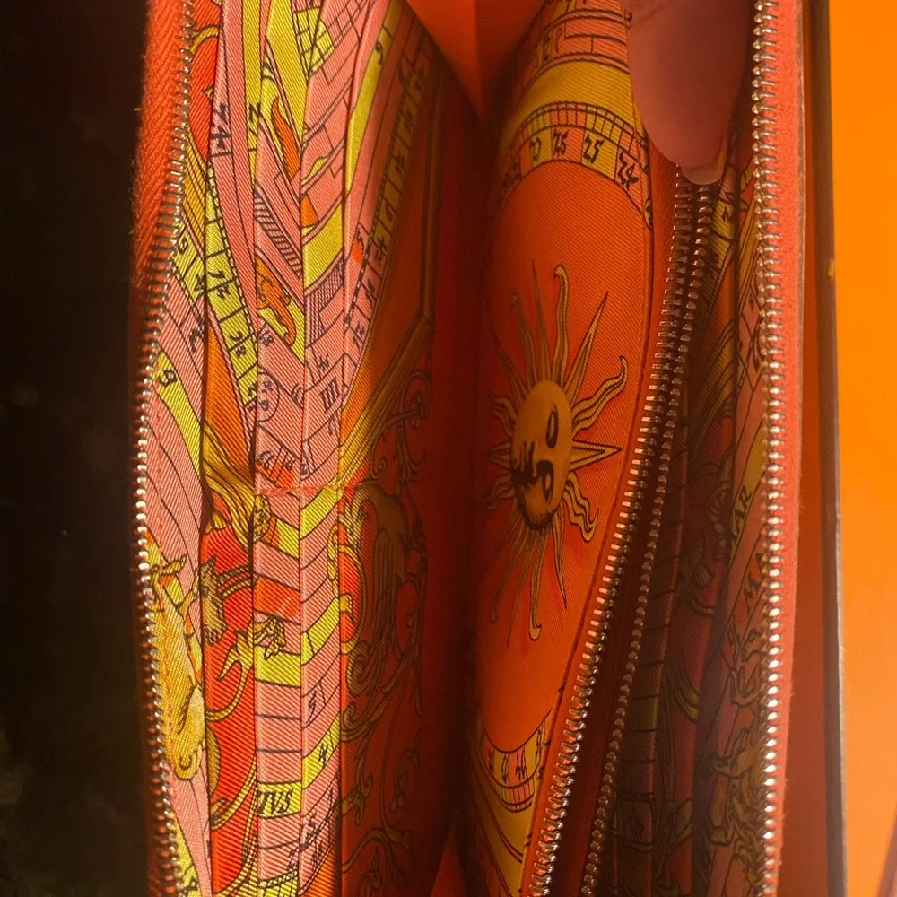 Hermes Vintage Orange Sun Silk’In Wallet